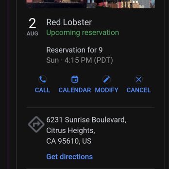 Red Lobster - As you can see the time is 3:44pm on the picture and the reservation was at 4:15 8/2 party of 9 - Seafood Near Me - Citrus Heights, California Red Lobster - As you can see the time is 3:44pm on the picture and the reservation was at 4:15 8/2 party of 9 - Seafood Near Me - Citrus Heights, California