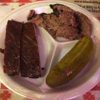 Black's Barbecue Lockhart - Pork ribs, brisket and pickle - Barbeque Near Me - Lockhart, Texas