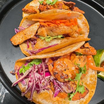 La Taqueria - Sheimp fish and pork - Tacos Near Me - Tulum, ROO
