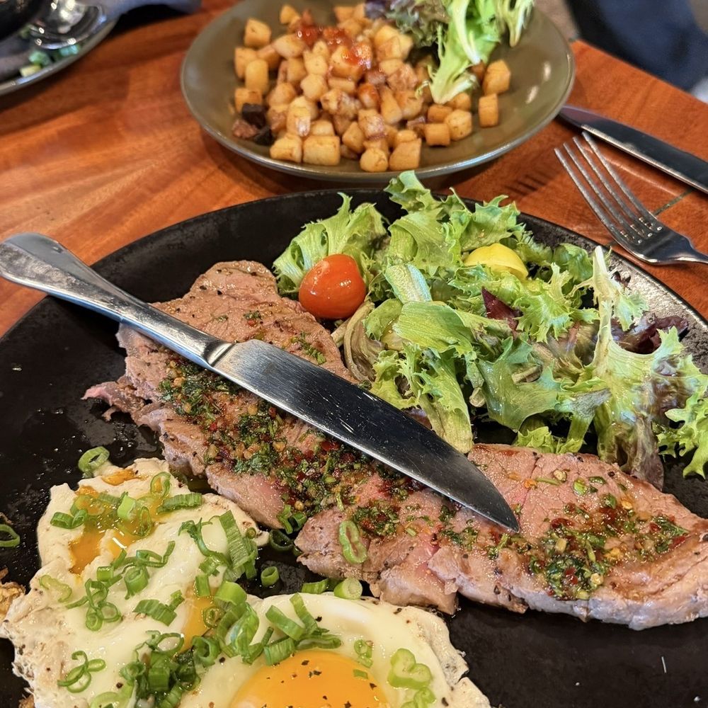 The Fixx - NY Steak & Eggs w/side potatoes. Meh. - Breakfast & Brunch Near Me - Haleiwa, Hawaii The Fixx - NY Steak & Eggs w/side potatoes. Meh. - Breakfast & Brunch Near Me - Haleiwa, Hawaii