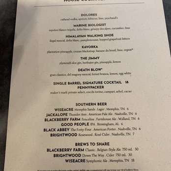 Marsh House - Cocktail menu - Southern Near Me - Nashville, Tennessee