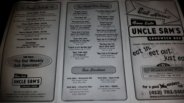 Menu photo 7 Uncle Sam's Submarines Pittsburgh, PA Menu photo 7 Uncle Sam's Submarines Pittsburgh, PA