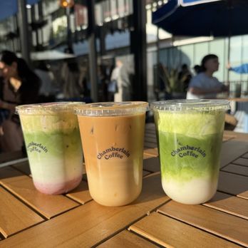 Chamberlain Coffee - strawberry matcha, vanilla latte, pistachio matcha - Coffee & Tea Near Me - Los Angeles, California