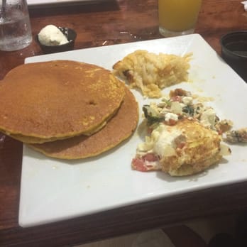 Short Stacks - Pumpkin spice pancakes, hash brown casserole, egg white omelette w/feta, spinach, tomatoes, turkey sausage and onions...AMAZING! - Breakfast & Brunch Near Me - Wellington, Florida Short Stacks - Pumpkin spice pancakes, hash brown casserole, egg white omelette w/feta, spinach, tomatoes, turkey sausage and onions...AMAZING! - Breakfast & Brunch Near Me - Wellington, Florida