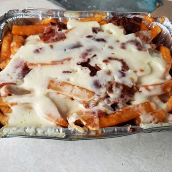 Rustica Pizzeria - bacon cheese fries to go. Bottom has hot sauce just fyi - Pizza Near Me - Las Vegas, Nevada Rustica Pizzeria - bacon cheese fries to go. Bottom has hot sauce just fyi - Pizza Near Me - Las Vegas, Nevada