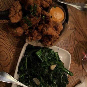 AOC - Spanish Fried Chicken , Romesco Aoli & Chili - cumin Butter and Broccoli - Cocktail Bars Near Me - Los Angeles, California AOC - Spanish Fried Chicken , Romesco Aoli & Chili - cumin Butter and Broccoli - Cocktail Bars Near Me - Los Angeles, California