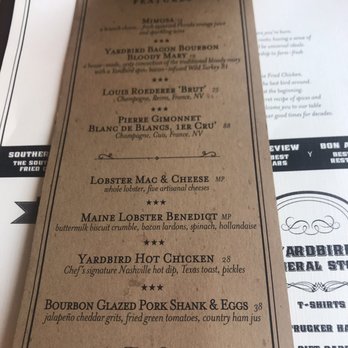 Yardbird Table & Bar - Menu - Southern Near Me - Miami Beach, Florida