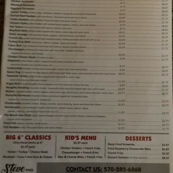 Steve & Irene's Hoagies - Menu, Feb, 2023. - Sandwiches Near Me - Mayfield, Pennsylvania