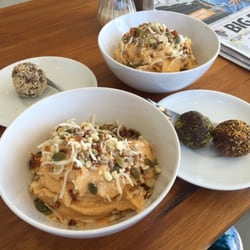 Raw&More - Mango and papaya smoothie bowls and protein balls.