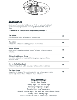 Menu photo 1 Atomic Johnny's Gadsden, AL Menu photo 1 Atomic Johnny's Gadsden, AL