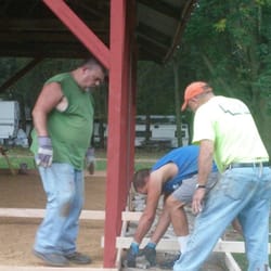 Emerald Acres Campground - Emerald Acres Campground II families comes together to fix the pavilion floor... Looks beautiful now...
