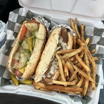 The 50’s - Chicago Dog and Chili Cheese Dog with fries - Burgers Near Me - South Haven, Michigan The 50’s - Chicago Dog and Chili Cheese Dog with fries - Burgers Near Me - South Haven, Michigan