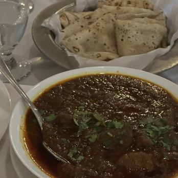 Akbar Restaurant - Goat curry with rumali roti......rumali roti is great. Curry was meh - Indian Near Me - Edison, New Jersey