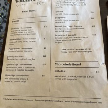 Witch Creek Winery - Food menu - Wine Bars Near Me - Carlsbad, California