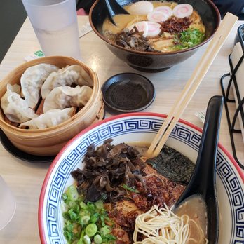Blackbeard Ramen - Miso ramen large was his choice. I had the normal tonkotsu. And we shared steamed gyōza. - Ramen Near Me - Cliffside Park, New Jersey
