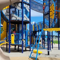 Portsmouth City Park - New playground. Look how tall those slides are!