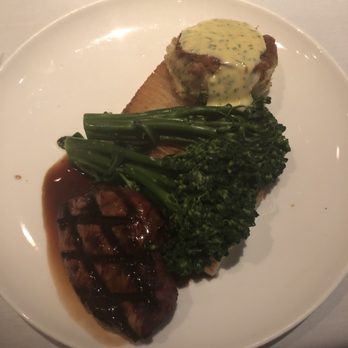 Old Ebbitt Grill - Filet, crab cake, potato pave, broccolini.  This photo does not do it justice. - Bars Near Me - Washington, DC, District of Columbia