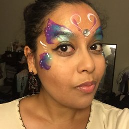 She has great colors, glitters, crystals and a very fast, talented hand! Work is still intact after long day. She has great colors, glitters, crystals and a very fast, talented hand! Work is still intact after long day.
