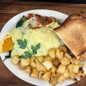 The Cozy Grill - Vegetable omelet with hash browns and Italian toast. - Breakfast & Brunch Near Me - Warwick, Rhode Island The Cozy Grill - Vegetable omelet with hash browns and Italian toast. - Breakfast & Brunch Near Me - Warwick, Rhode Island