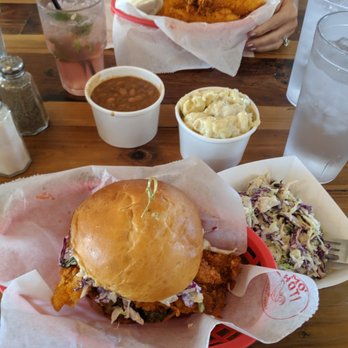 Tumble 22 Chicken Joint - Chicken sando, delicious. Tenders... hot. Beans great, mac n cheese great, coleslaw... decent. - Chicken Wings Near Me - Austin, Texas Tumble 22 Chicken Joint - Chicken sando, delicious. Tenders... hot. Beans great, mac n cheese great, coleslaw... decent. - Chicken Wings Near Me - Austin, Texas