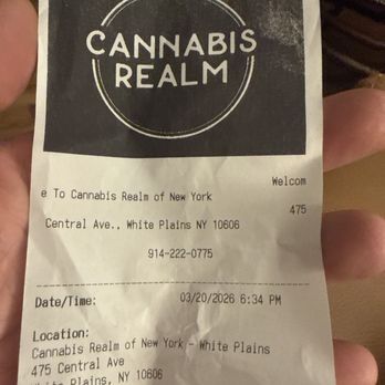 Cannabis Realm - receipt - Cannabis Dispensaries Near Me - White Plains, New York Cannabis Realm - receipt - Cannabis Dispensaries Near Me - White Plains, New York