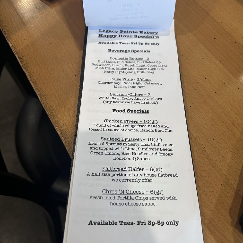Legacy Pointe Eatery - Happy hour menu - Sandwiches Near Me - Springfield, Illinois