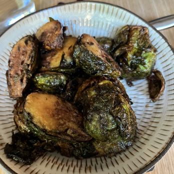 Janken - Brussel sprouts with kimchi vinaigrette. Very tasty but also very VERY SALTY - Japanese Near Me - Portland, Oregon