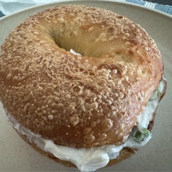 Uncle Stevey's Bagels - Plain bagel with scallion cream cheese - Bagels Near Me - El Segundo, California
