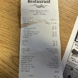 Anglers Restaurant - The bill