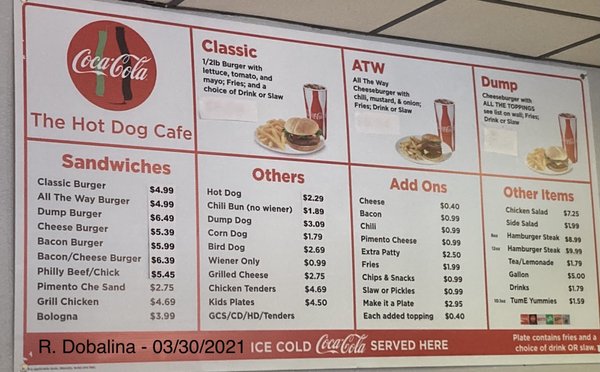 Menu photo 2 The Hot Dog Cafe Lyman, SC Menu photo 2 The Hot Dog Cafe Lyman, SC