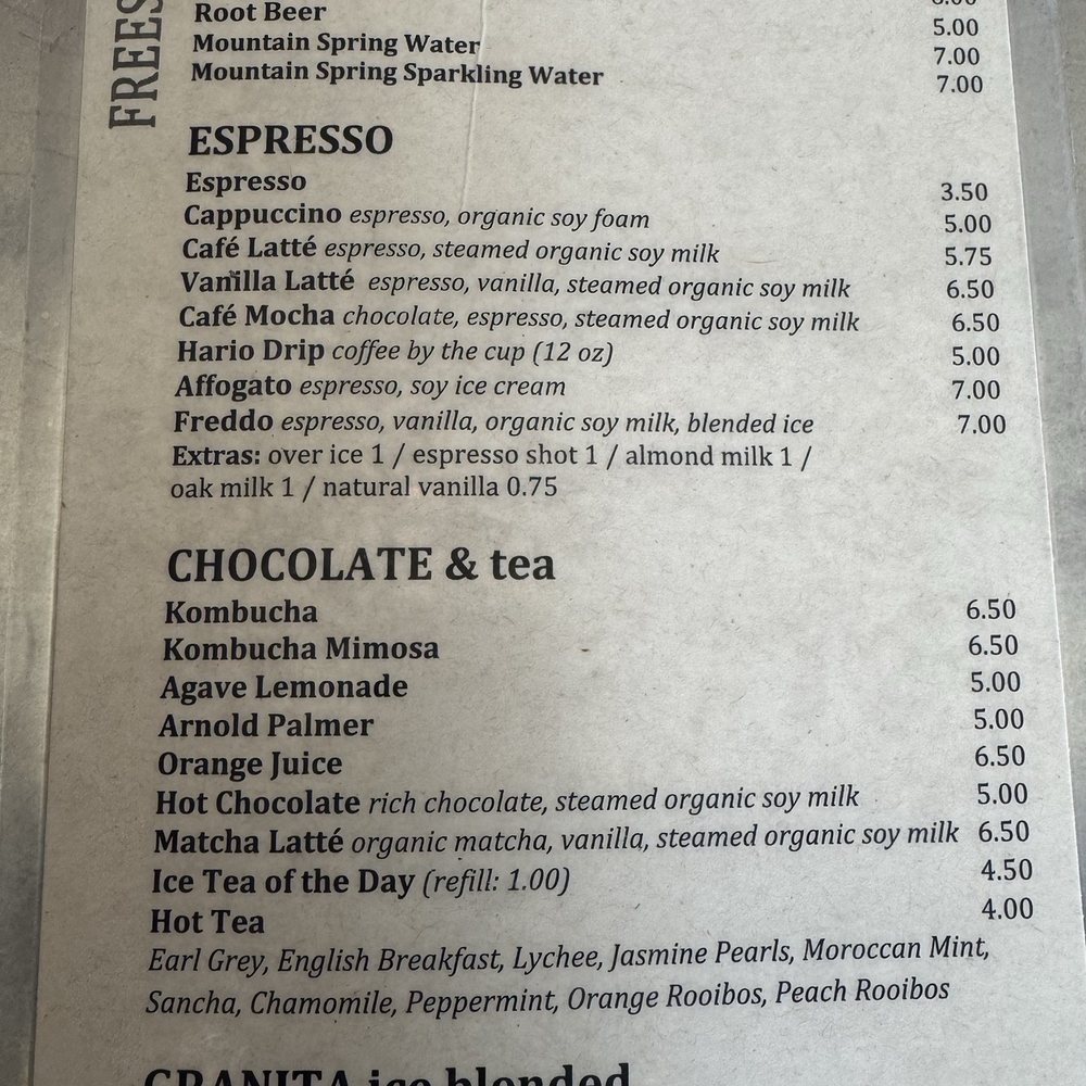 Drink Menu Drink Menu