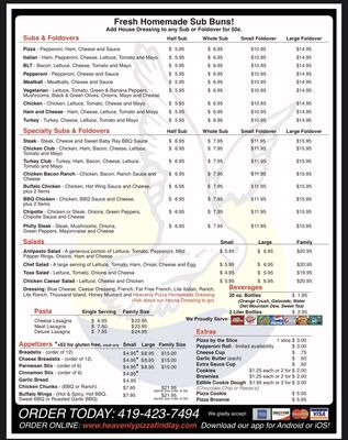 Menu photo 1 Heavenly Pizza Findlay Findlay, OH