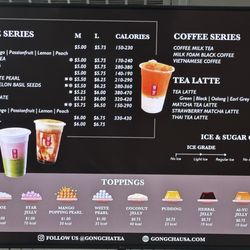 Gong Cha - Menu as of June 2025