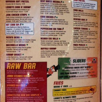 Looney's Pub - Menu - American Near Me - College Park, Maryland Looney's Pub - Menu - American Near Me - College Park, Maryland