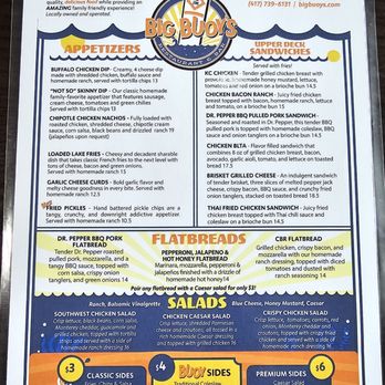 Big Buoy's - Menu - Appetizers , Sandwiches , Flatbreads , Salads , Sides ( as of 5-16-2026 ) - American Near Me - Kimberling City, Missouri Big Buoy's - Menu - Appetizers , Sandwiches , Flatbreads , Salads , Sides ( as of 5-16-2026 ) - American Near Me - Kimberling City, Missouri