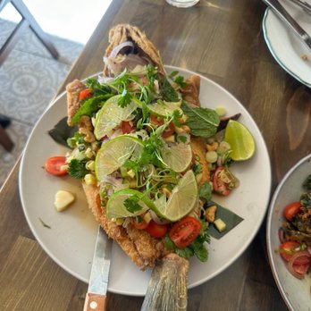 Glom Thai - Whole Fried Fish with ai Herb Salad (Pla Lui Suan) - Thai Near Me - Berkeley, California