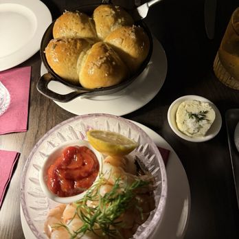 Kali Restaurant - Parker house rolls and shrimp cocktail - New American Near Me - Los Angeles, California Kali Restaurant - Parker house rolls and shrimp cocktail - New American Near Me - Los Angeles, California