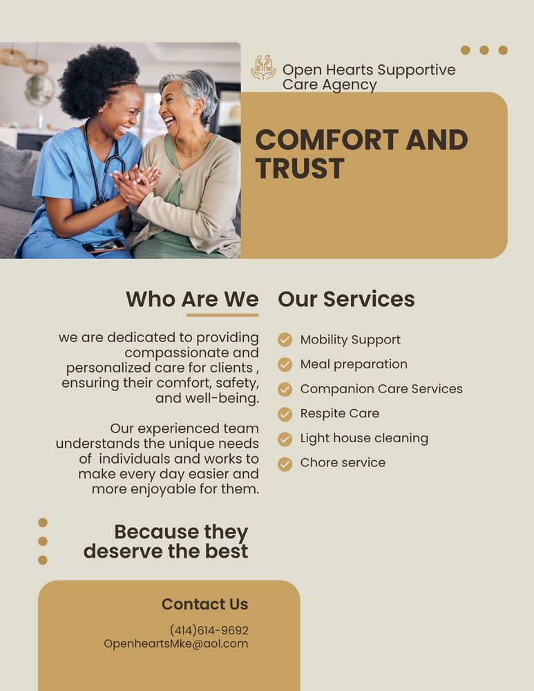 Open Hearts - home care agency in Milwaukee, WI