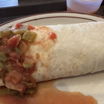Frontier - The Breakfast Burrito with warm salsa - Mexican Near Me - Albuquerque, New Mexico