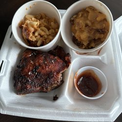 Angel's BBQ and Catering - Barbecue chicken, smoked baked, potato and cheese sauce, macaroni, and cheese