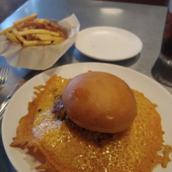 Society Burger - Theta Burger, 50/50 fries and jalapeno cheese tator tots - Burgers Near Me - Tulsa, Oklahoma