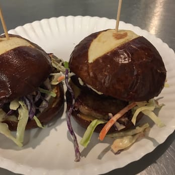 Pins Grill - Pretzel bread tri tip sliders. - Mexican Near Me - Ventura, California