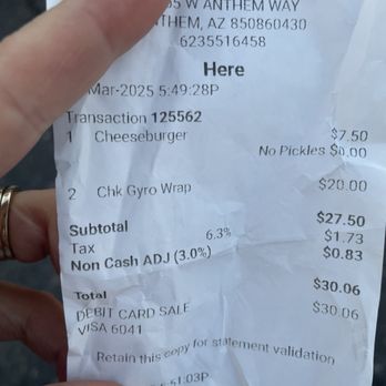 Mr. Gyros - the bill - Greek Near Me - Anthem, Arizona