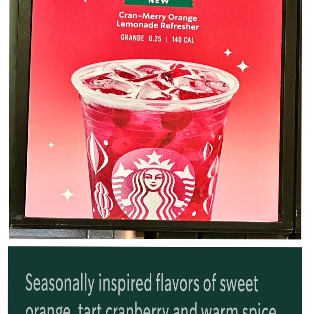 Starbucks - New drinks, Cran Merry orange, CranMerry orange lemonade, Cran merry w/ coconut . I tried the one with Coconut and its delicious - Coffee & Tea Near Me - San Diego, California Starbucks - New drinks, Cran Merry orange, CranMerry orange lemonade, Cran merry w/ coconut . I tried the one with Coconut and its delicious - Coffee & Tea Near Me - San Diego, California