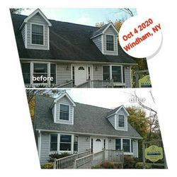 M&C Power Washing - This a before and after of a roof cleaning and house wash.
