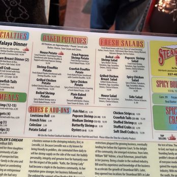 Steamboat Bills - Part of the menu - Seafood Near Me - Lake Charles, Louisiana