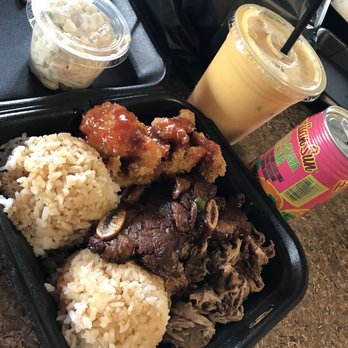 Sweet's Island Restaurant - 3 Meater Plate Lunch - katsu chicken, kalbi ribs, kalua pork, mango Otai - Hawaiian Near Me - Provo, Utah Sweet's Island Restaurant - 3 Meater Plate Lunch - katsu chicken, kalbi ribs, kalua pork, mango Otai - Hawaiian Near Me - Provo, Utah