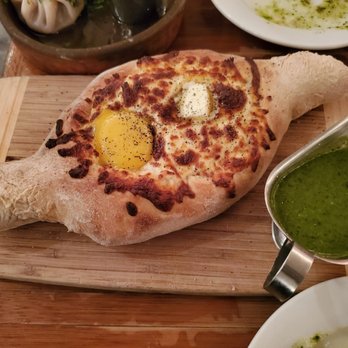 Cheeseboat - You mix the egg and the truffle butter before you eat it - Georgian Near Me - Brooklyn, New York Cheeseboat - You mix the egg and the truffle butter before you eat it - Georgian Near Me - Brooklyn, New York