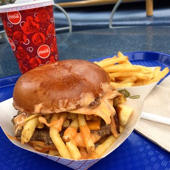 Galactic Grill - Galactic Style burger, a 2017 secret menu item. Disneyland's answer to In-n-Out's animal style burger. - American Near Me - Anaheim, California Galactic Grill - Galactic Style burger, a 2017 secret menu item. Disneyland's answer to In-n-Out's animal style burger. - American Near Me - Anaheim, California