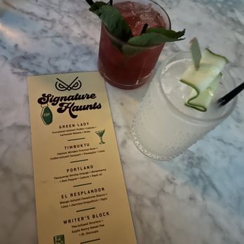 Overlook Lodge: A Rustic Watering Hole - Menu  Green lady  Writers block - Cocktail Bars Near Me - Cincinnati, Ohio